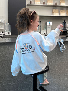 Áo Thun Dài Tay Thời Trang Cho Bé Gái Mùa Xuân Thu Mới Về Chất Liệu Cotton Thoải Mái Phong Cách Hàn Quốc Cỡ Lớn Cho Bé Gái