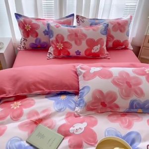 ผ้าปูที่นอน5ฟุต ชุด 5 ชิ้น 1 ชุด มี ผ้าปูที่นอน ปลอกหมอน ปลอกหมอนข้าง ผ้าปูที่นอนลายการ์ตูน ลายดอกไม้ น่ารัก ผ้านุ่ม ลื่น เย็น ระบายอากาศ