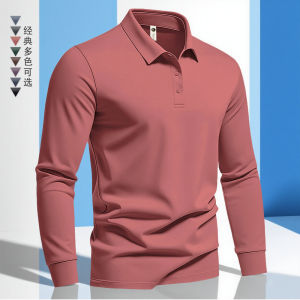 New 2025 Mens Polo Shirt Classic Long Sleeve Collared Casual Versatile Business Simple Style Breathable Polyester Cotton Blend