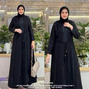 GAMIS ABAYA TURKEY SET OUTER 2in1 KOMBINASI PAYET SWAROVSKI PITA TERBARU DIVVSAA COLLECTION // COD // FREE ONGKIR