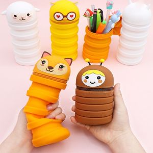 กล่องใส่ที่เก็บปากกาซิลิโคนแบบพับเก็บได้ Pouch Pensil ดินสอลายการ์ตูน GTGTF4213กล่องเครื่องเขียนนักเรียน