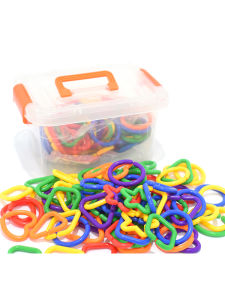 Geometric Chain Linking Plastic Blocks Necklace Brain Development Toys for Children Interactive Table Top Ring Educational Toys