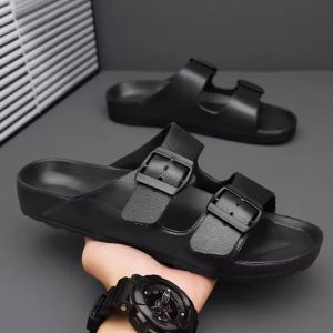 Sandal Pria Sandal Slide Pria Strap 2 Gesper Sandal Karet Cowok Kekinian Sandal Selop Laki Laki