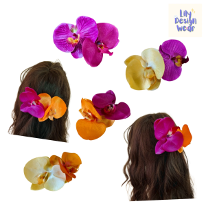 กิ๊บติดผมฮาวาย เครื่องประดับผมแฟชั่นสุดหรู กิ๊บดอกกล้วยไม้น่าทึ่ง ฟาแลนนอปซิส Phalaenopsis บรรยากาศวันหยุดริมทะเล ป่าแสนหวาน เพิ่มความสวยงามให้ผมดูมีสเน่ห์ แฮนด์เมดสุดประณีตสำหรับเจ้าสาว กิ๊บป๊อกแป๊กสวยงาม สะดุดตา ไซส์จัมโบ้ดอกไม้คู่