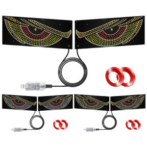 2Pcs LED Dynamic Demon Eyes Atmosphere Light USB Car Dynamic Devil Eye Light Sticker 12 Modes for Car Decoration