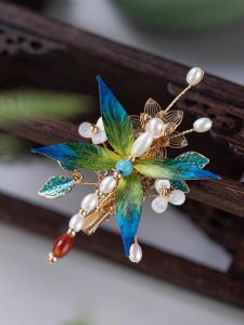 Spring Also Studio Original National Style Handmade Velvet Butterfly Clip Hair Accessories for Cheongsam And Ma Face Skirt