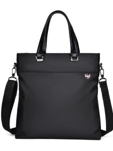 Casual Oxford Cloth Mens Shoulder Bag Vertical Leisure Handbag for Travel And Meetings Soft Handle Zipper Closure Large Size