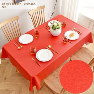 WANGSHIHUAYI | Waterproof Heat-Resistant Red Tablecloth No-Wash