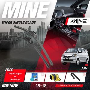 Wiper Frameless Single Blade SUZUKI APV 1 Pasang (FREE BONUS)