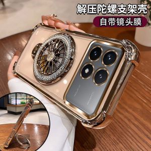 Ultra-Thin Silicone Protective Case for Xiaomi Poco X6Pro with Lens Film And Airbag Anti-Fall Stand International Version