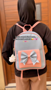 ZAVIRA Tas Ransel besar Untuk Sekolah Wanita Muat Laptop Tas Kulit Backpack Tas Gendong Tas Fungsional Besar dan Luas