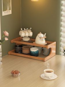 ชั้นวางของในมุมกาแฟ ชั้นวางของหลายชั้น ชั้นวางเครื่องปรุงรสชาติ ชั้นวางของที่แข็งแรงสำหรับจัดระเบียบในครัว