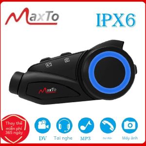 Tai Nghe Bluetooth MAXTO M3 Cho Mũ Bảo Hiểm Xe Máy Liên Lạc Nội Bộ 1000m WiFi Camera Ghi Hình 1080P Chống Nước Dành Cho 6 Người Lái Có Chức Năng Khử Tiếng Ồn