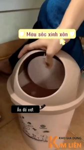 Thùng rác tròn 5L nắp bật thông minh nhựa VIỆT NHẬT 25x19x38cm - Phòng khách văn phòng nhà vệ sinh - Chính hãng 5306