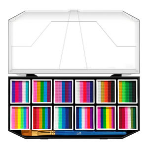 12 กริดสีใบหน้าร่างกายสายรุ้งน้ํา facepaint ภาพวาดที่มีสีสันคริสต์มาสฮาโลวีนแต่งหน้า Palette สําหรับเด็กผู้ใหญ่