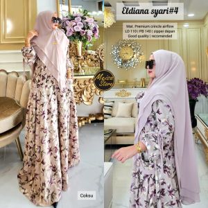 Eldiana syari #4 - premium crincle airflow Ld 110 Pb 140 zipper depan .