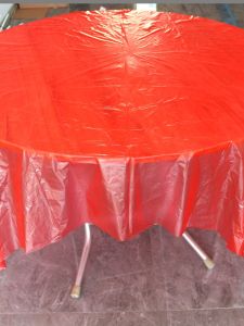 Disposable Tablecloth Plastic Film Thickened Hotel Red Transparent Rectangular round Home Use round Table Dining Cloth Table Mat