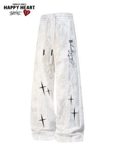 CHARLES JANGS HAPPY HEART | Heart Pattern Tie-Dye Summer New Fashion Casual Pants Loose Straight