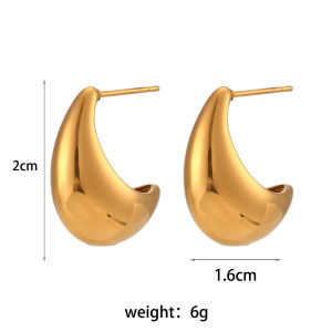 E.B.belle New Irregular 18K Gold Plated Stainless Steel Stud Earrings For Woman E B belle Official Store Stainless Steel Jewelry