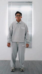 HEADS - HMG Polo Sweats Misty | Jaket Sweater Pria/Wanita Heavyweight Boxy Fit 330gsm