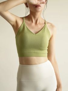 Seamless Yoga Sports Bra Womens Integrated Latex Chest Pad Tank Top Moderate Support Nylon Fabric Quick Dry Solid Color
