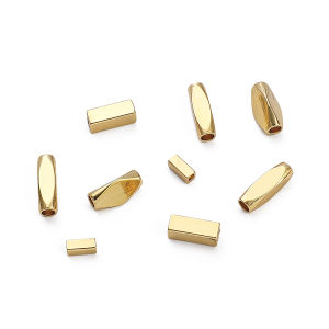 10pcs/bag 14K Gold Plated Brass Rectangle Tube Beads For DIY Bracelet Necklace Jewelry Making