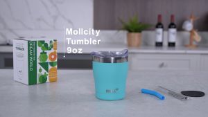 Mollcity 265ML kids CupsTumblers With Straws And Lids Stainless Steel Insulated Kids Sippy Cups Coffee Mugs