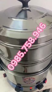 Nồi hấp thực phẩm đa năng chạy điện 3 tầng hấp  . size 47cm.( hấp bánh bao bánh khúc  pate  xôi  giò chả ...)