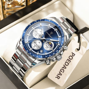 POEDAGAR Luxury Men Watch Waterproof Stainless Steel Luminous Man Wristwatch Chronograph Date Fashion Quartz Mens Watches Reloj