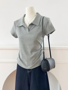 QIAOCHENXIAN | Cotton Polo-neck Slimming T-shirt Summer Wear