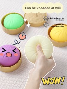 Stress Relief Steamed Buns Toy Realistic Simulation Dim Sum Toy Creative Prank Toy Fun Squeezable Sealed Pressure Relief Toy