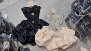 MK_ Đầm bÍ đi tiệc đầm thiết kế cúp ngực đính phụ kiện áo đính cườm dáng bí xòe kèm quần rời