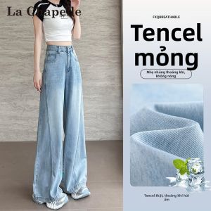 La Chapelle | Quần Jean Lycell Màu Sáng Cho Nữ Dáng Ôm Cao Waist Cool Wide Leg