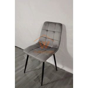 Wfurniture Chesterfield Velvet Fabric Dining Chair Kerusi Makan Baldu Comfortable Restaurant Chair