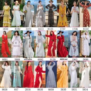 Váy Dài Cổ Điển Phong Cách Đồng Minh Du Lịch Thảo Nguyên Mùa Hè 2024 Váy Dài Chữ a Tay Dài Cạp Cao Họa Tiết Hoa Mùa Hè