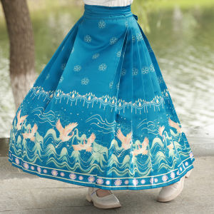 ชุดฮันฟูหญิงเด็กสไตล์โบราณ กระโปรงทรงเอ แขนยาว คอวี สีพื้น ชุดเด็กสไตล์จีนโบราณสำหรับเด็กผู้หญิง