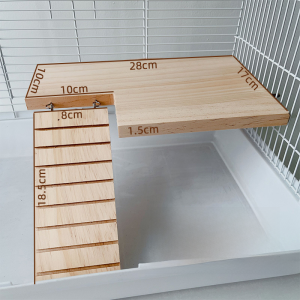 Hamster Platform Solid Wood Two-Layer Rutin Chicken Hedgehog Djungarian Hamster Minipet L-Shaped Table with Stairs Landscaping Supplies
