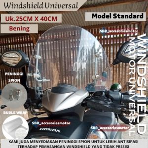 Aksesoris Motor Bening Standard: Windshield Ukuran 25cm x 40cm