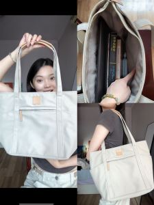 กระเป๋าถือทรงสี่เหลี่ยมจัตุรัสขนาดใหญ่ น้ำหนักเบา กระเป๋าสะพายไหล่เดี่ยว กระเป๋าถือสำหรับเดินทาง วัสดุผ้าไนลอน ป้องกันน้ำ