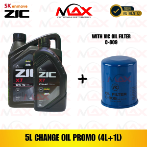SK-ZIC 5 Liters X7 10W40 For GASOLINE Engine with C-809 Vic Oil Filter Bundle