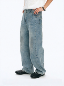JNXS | Dirty Dye Slant Pattern Straight Jeans