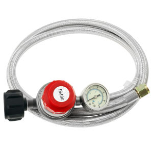 5FT Stainless Steel Brass Propane Regulator And Hose 30 PSI Adjustable Heat Resistant Gas Grill Regulator Hose for Camping Stove