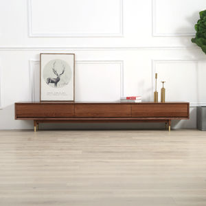 Nordic Style Original Wood TV Cabinet White Oak Solid Wood Audio-Visual Cabinet Minimalist Luxury Japanese Style Small Apartment