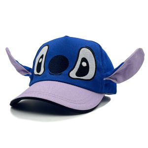 Kawaii Disney Stitch Childrens hat cartoon new three-dimensional ears adjustable peaked hat sun protection embroidered baseball