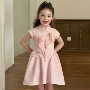 ZHILIAOCHENGZHANGJI | New-style Chinese Cheongsam Dress Sweet Pink Girls Dress
