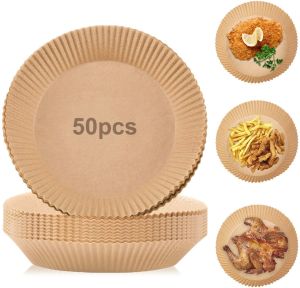 50pcs/set Air Fryer Disposable Paper Parchment Wood Pulp Steamer Cheesecake Air Fryer Accessories Baking Paper For Air Fryer
