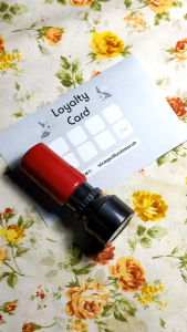 stempel promo laundry D loyalty card sepatu pakaian tas tinta otomatis flash stamp murah