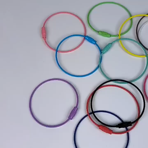 50PCS Stainless Steel Wire Keychains Luggage Tag Loops Wire Keychain Cable Wire Rings Key Tags Ring