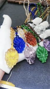 Big Size Pendant Nine Tailed Fox Necklace Healing Crystal Gemstone Necklaces Protection Amulet