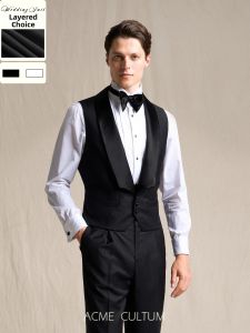 Wedding Silk Lustrous Wool Satin Mens Vest